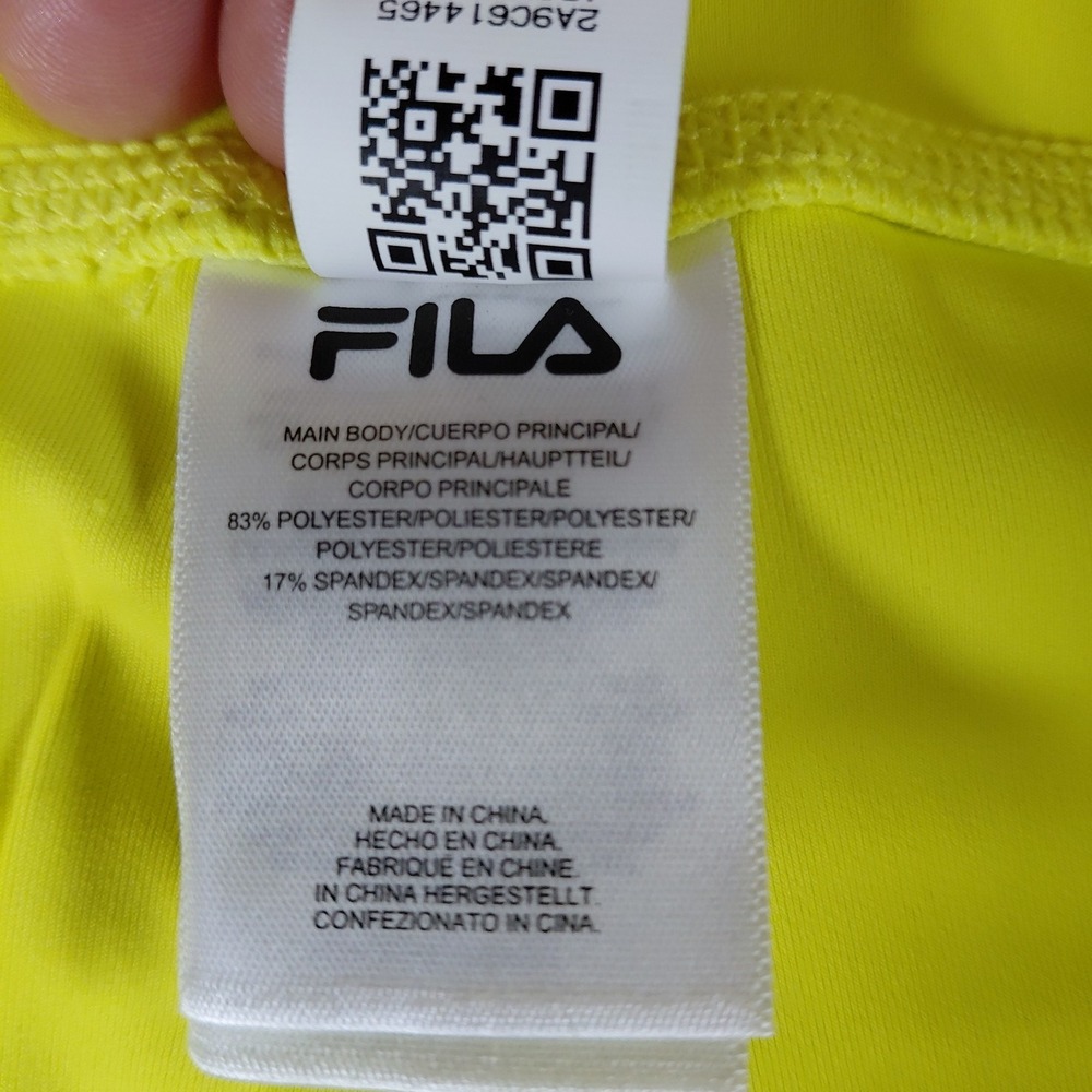 NWT Fila Women's Fired Up Logo Bike Shorts Large MSRP $32 FW211115 Bright Yellow - Picture 6 of 11
